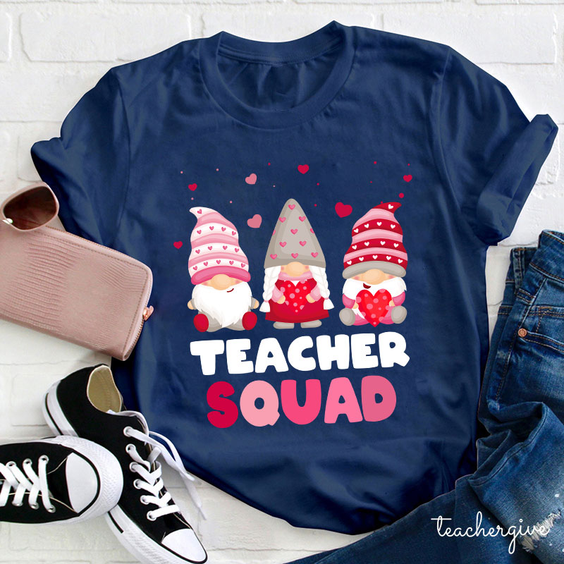 Pink Teacher Squad Teacher T-Shirt