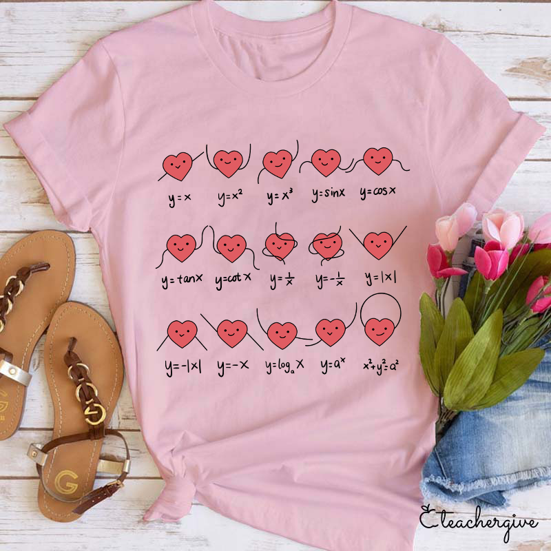 Cute Hearts Doing Math Teacher T-Shirt