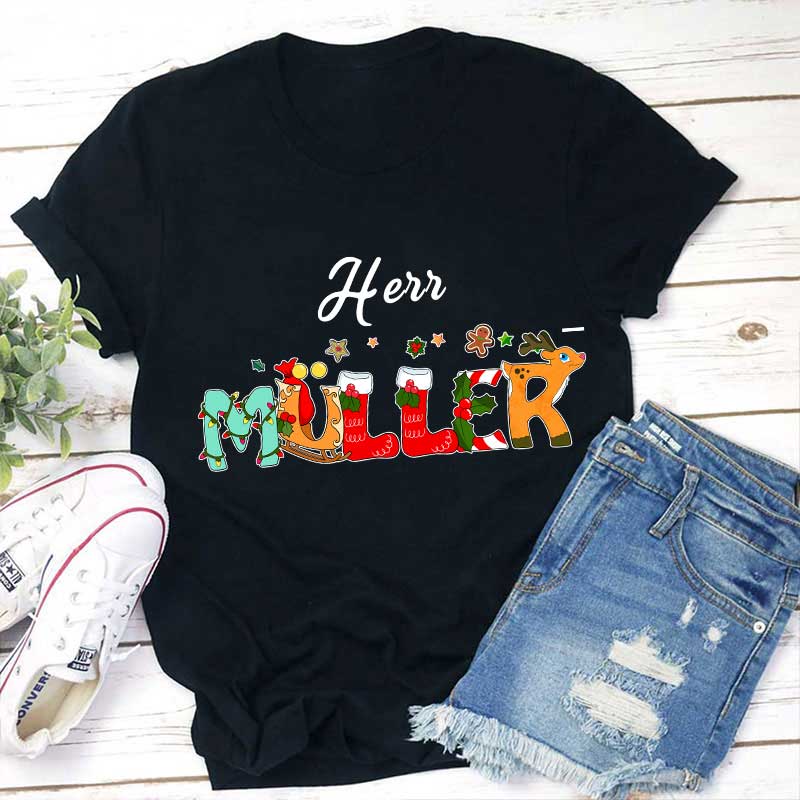 Weihnachten Personalisiertes Lehrer T-Shirt