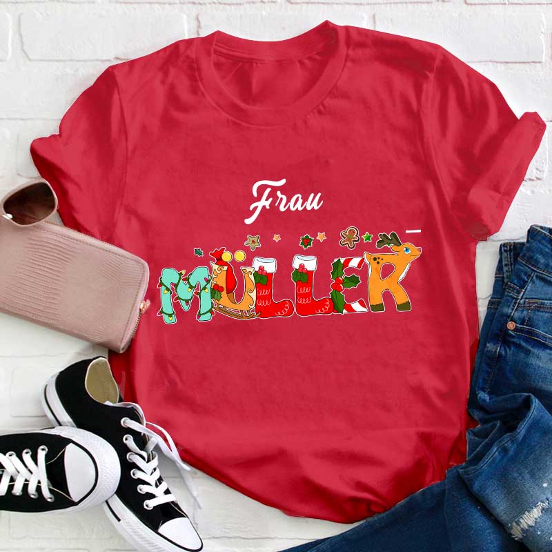 Weihnachten Personalisiertes Lehrer T-Shirt