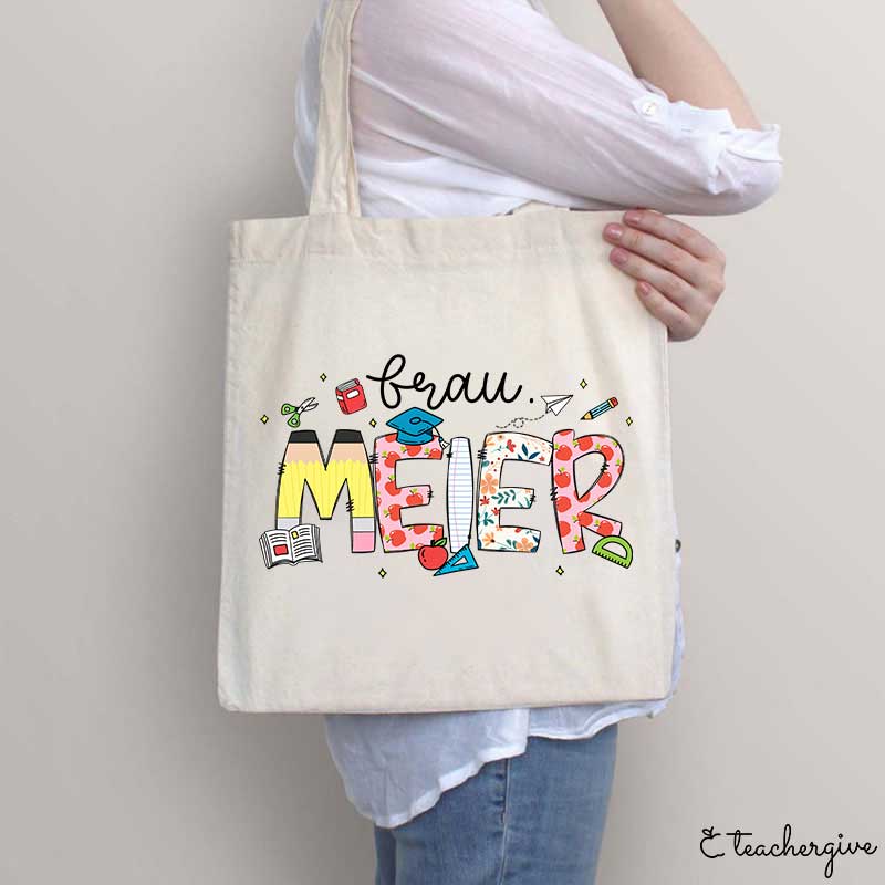 Personalisiert Name Lehrer Tragetasche