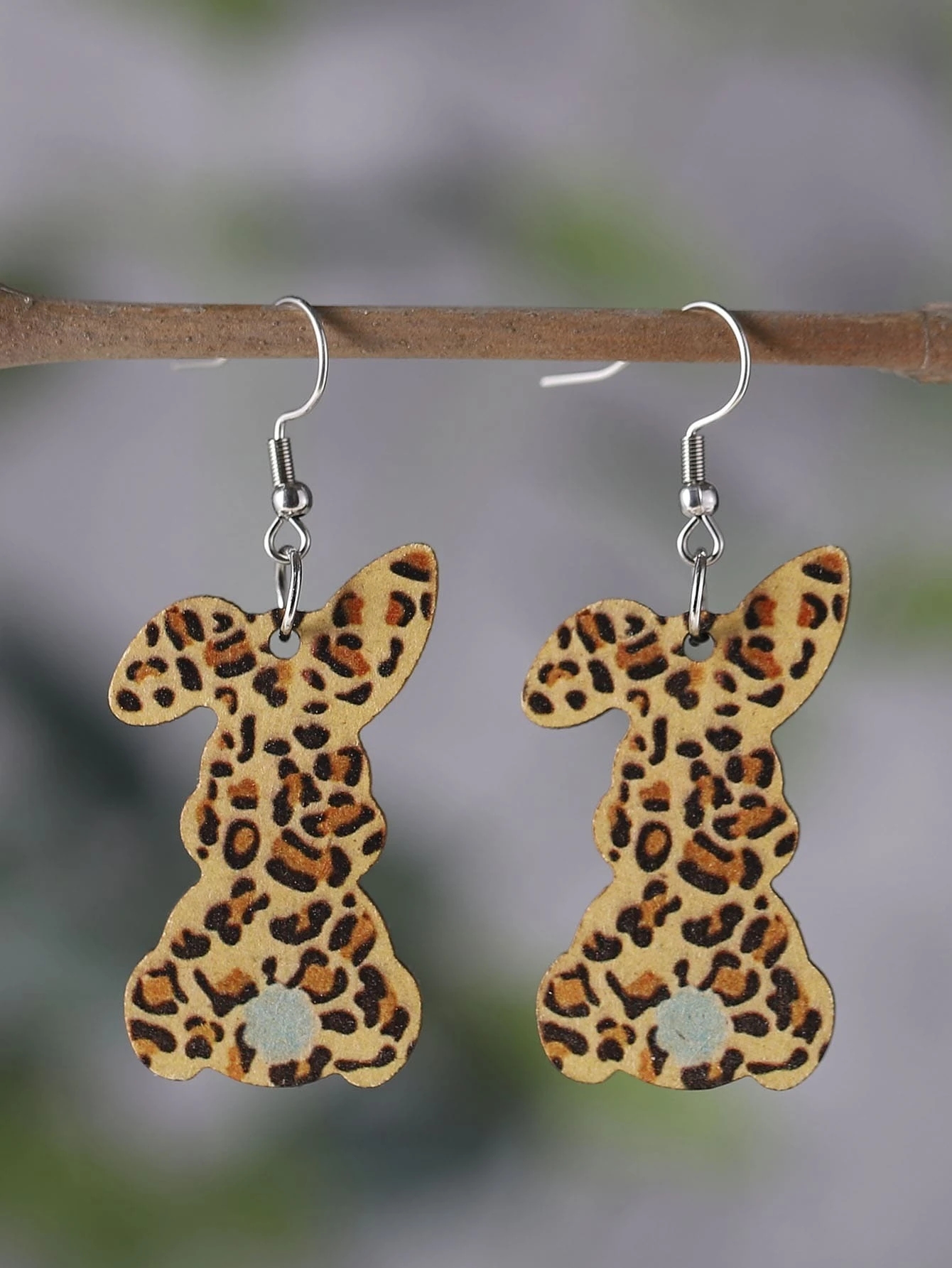 Leopard Print Bunny Teacher Acrylic Earrings