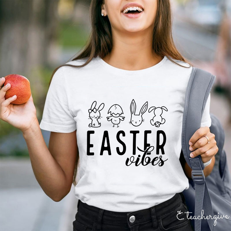 Easter Bunnies Happy Day Teacher T-Shirt
