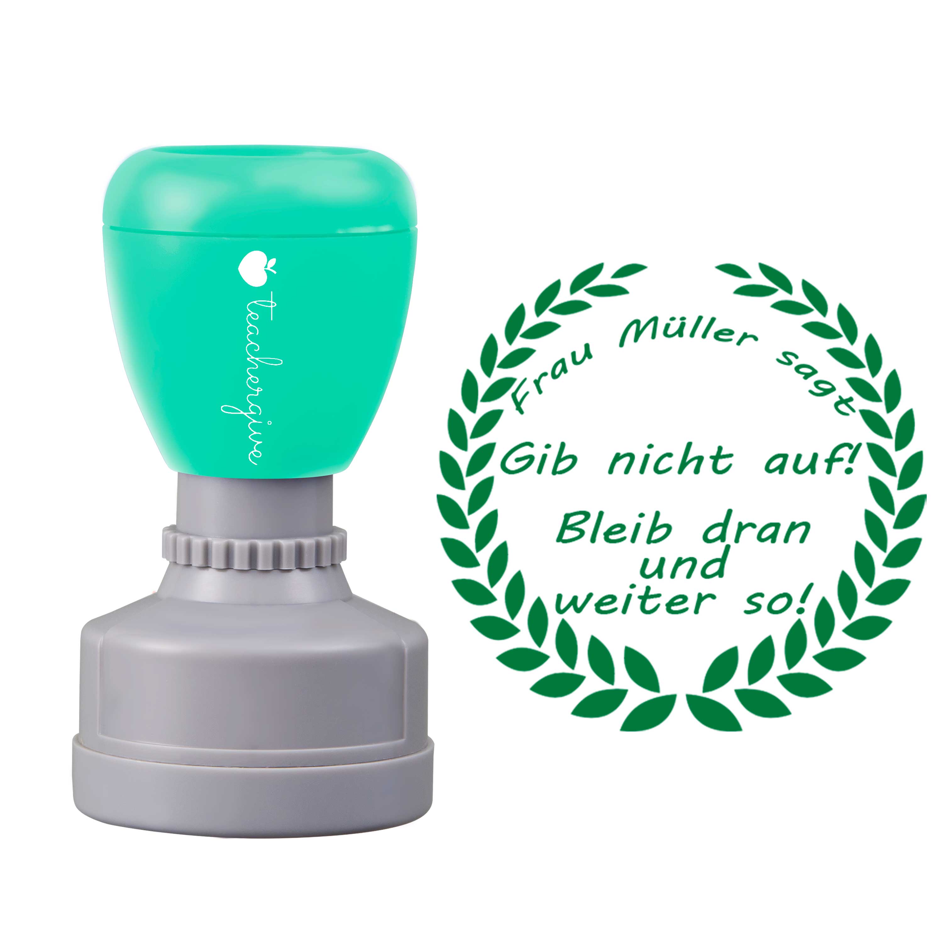 Personalisiert Name sagt Gib nicht auf Bleib dran und weiter so Lehrer Stempel