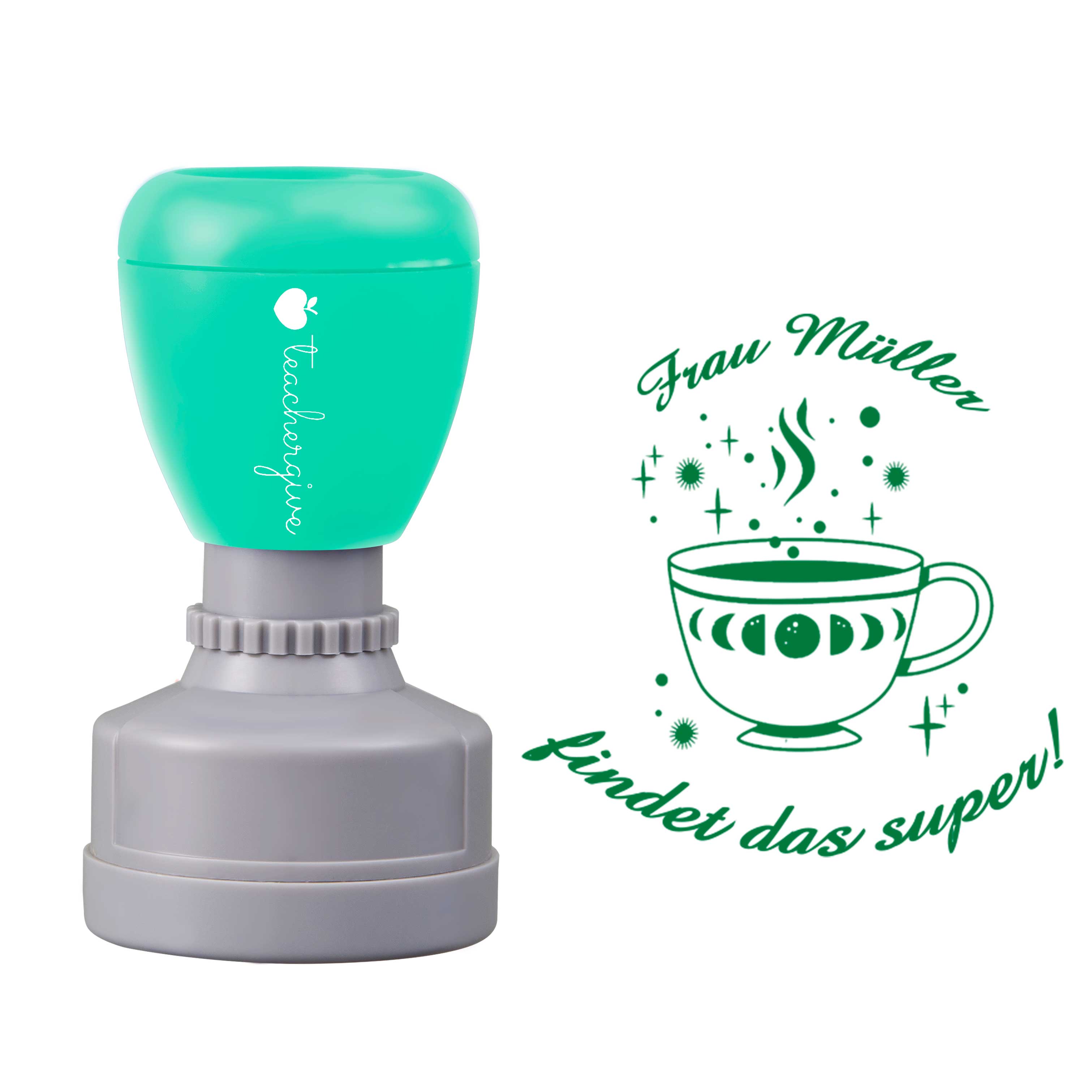 Personalisiert findet das super Lehrer Stempel