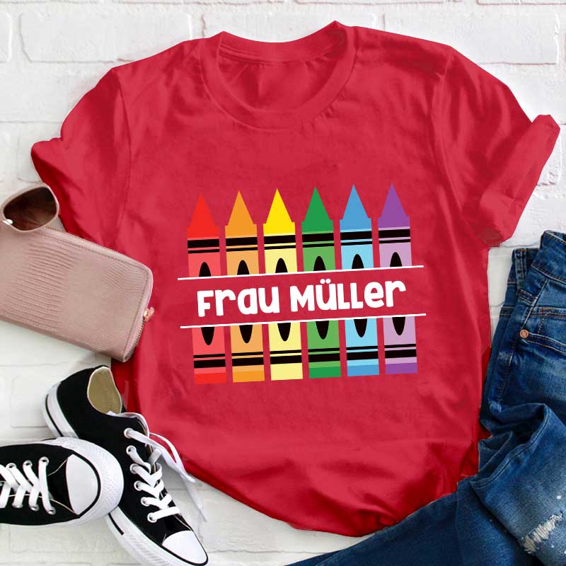 Personalisiertes Bleistift Lehrer Name T-Shirt