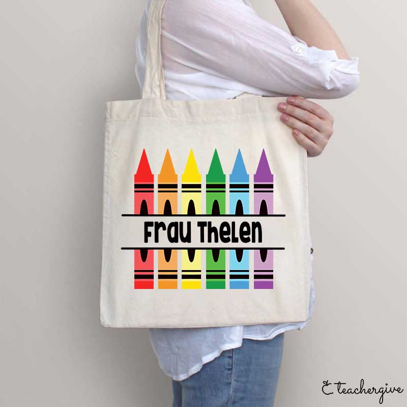 Personalisiert Name Bunt Bleistift Lehrer Tragetasche