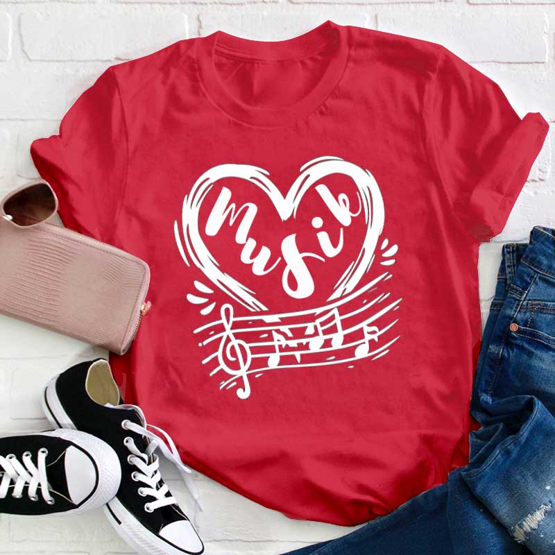 Musik Herz Lehrer T-Shirt