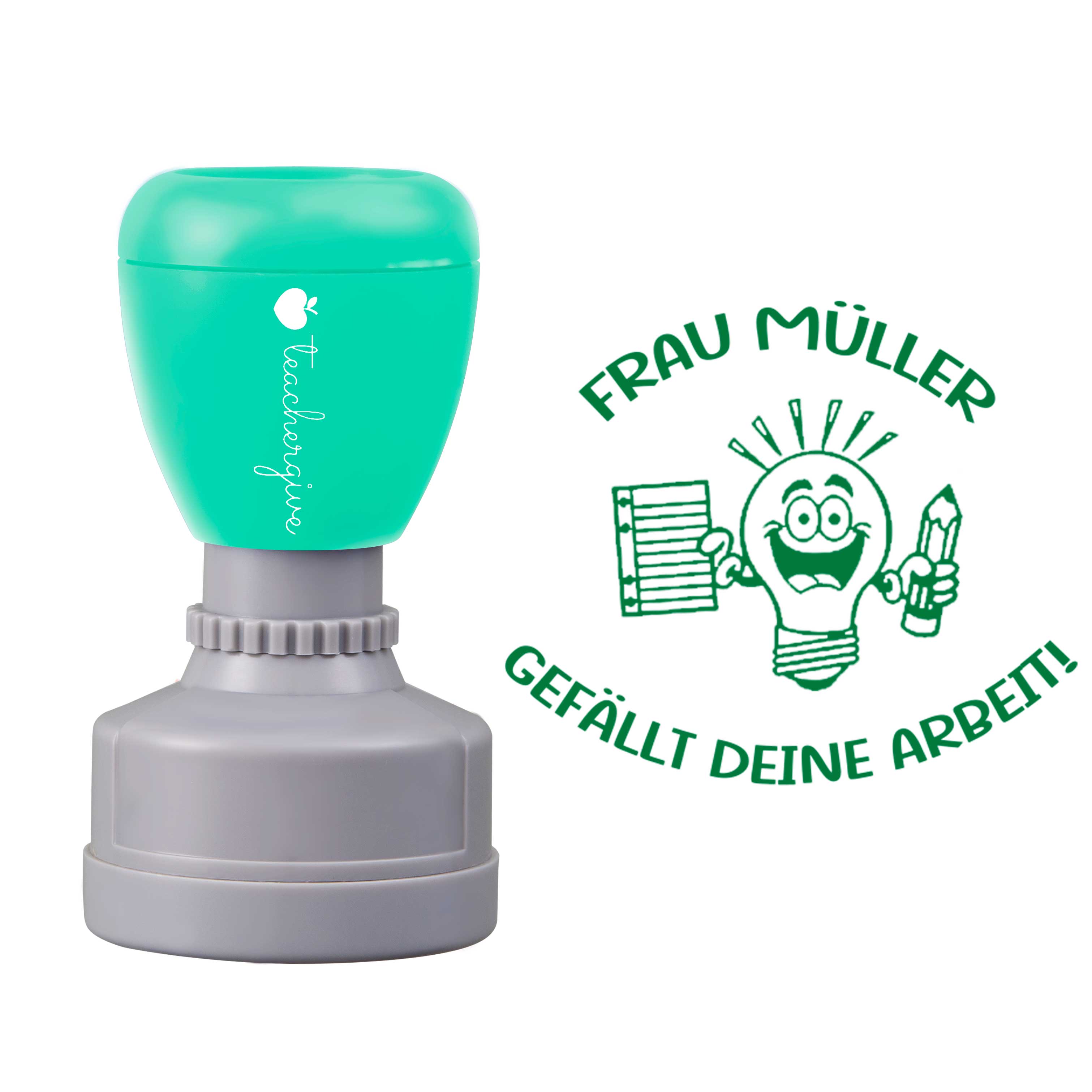 Personalisiert gefällt deine Arbeit Lehrer Stempel