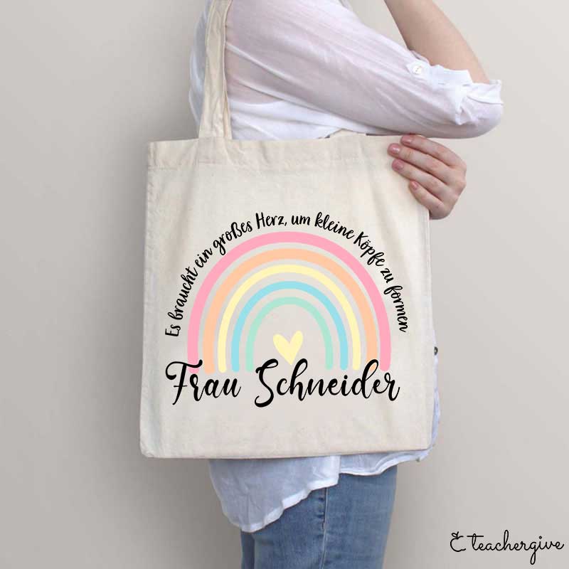 Personalisiert Es Braucht Ein Großes Herz, Um Kleine Köpfe Zu Formen Lehrer Tragetasche