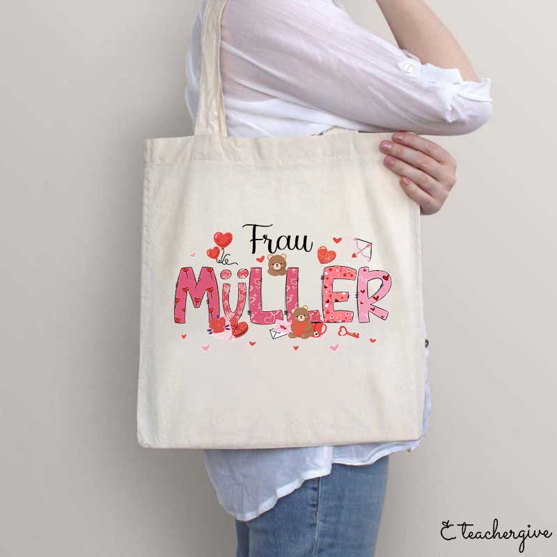 Personalisiert Name Süßeste Kleine Herzen Lehrer Tragetasche