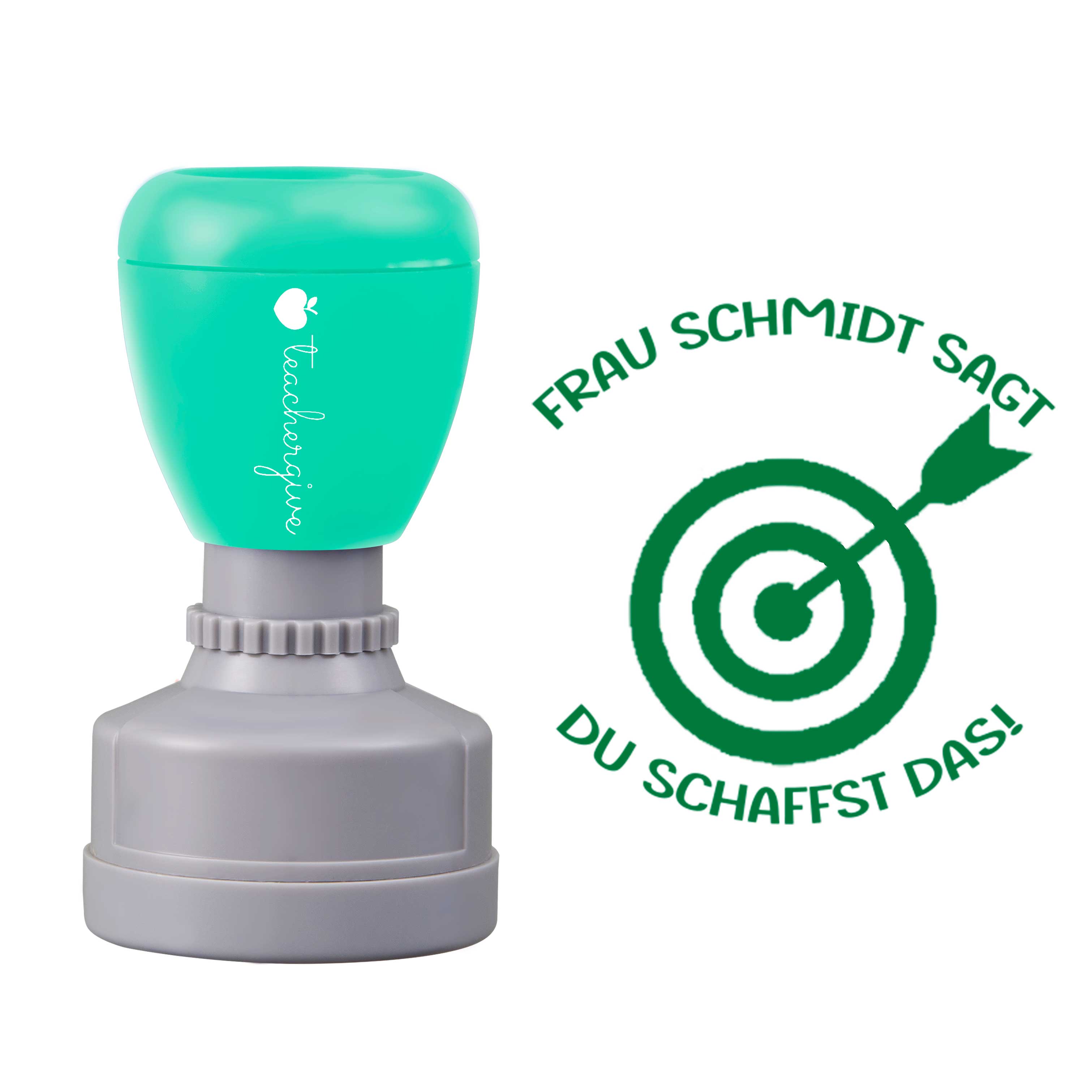 Personalisiert Name sagt du schaffst das Lehrer Stempel