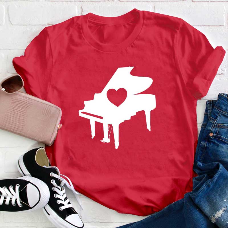 Herz Klavier Lehrer T-Shirt