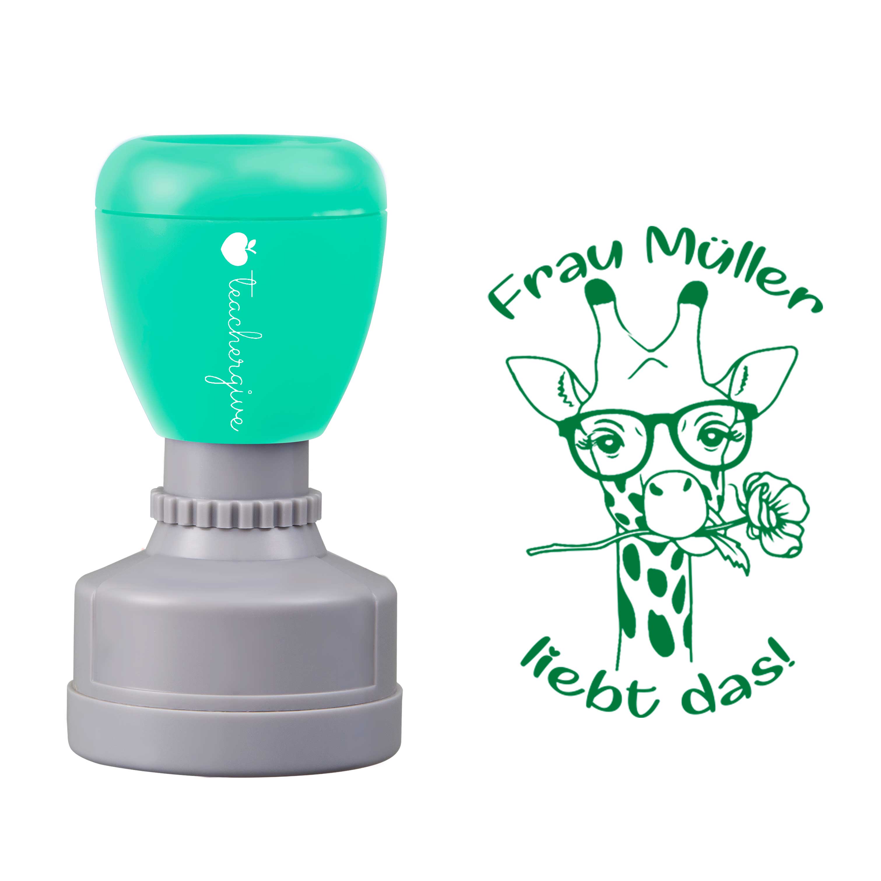 Personalisiert Name liebt das Lehrer Stempel