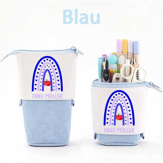 Personalisiert Name Blauer Regenbogen Federmäppchen Mäppchen