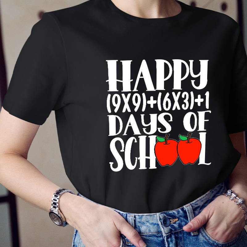 Math Equation Happy 100 Days Of School Teacher T-Shirt