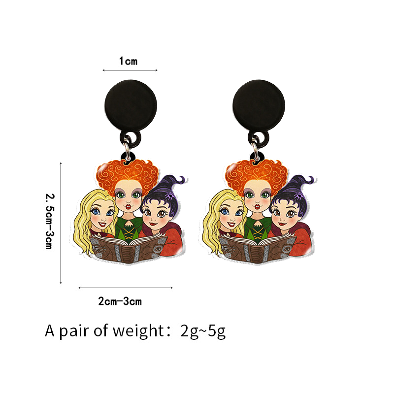 Hocus Pocus Halloween Witch Acrylic Earrings