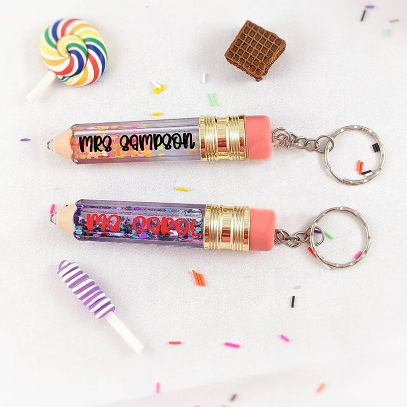 Personalized Snow Globe Teacher Keychain