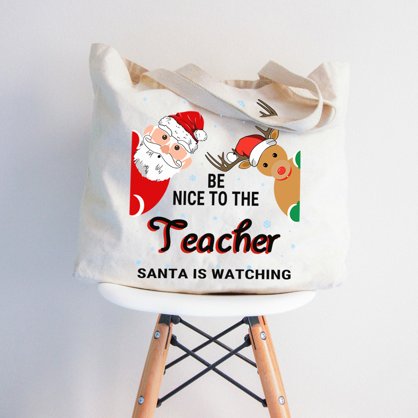 Seien Sie nett zu dem Lehrer, den der Weihnachtsmann beobachtet Lehrer Tragetasche mit Reißverschluss