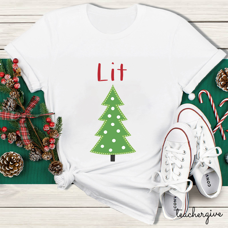 Lit Christmas Tree Teacher T-Shirt