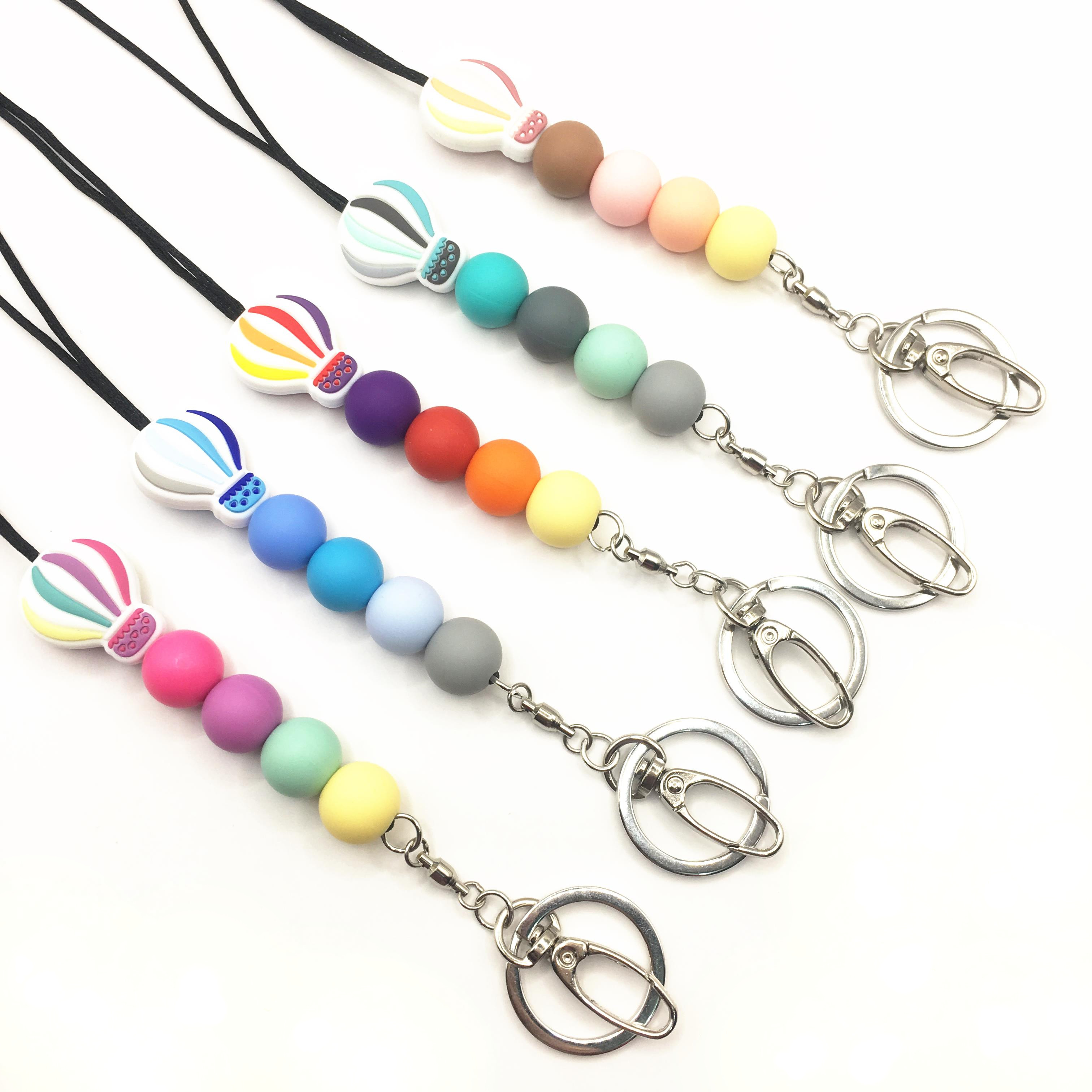 Multicolor Hot Air Balloon Beaded Lanyard