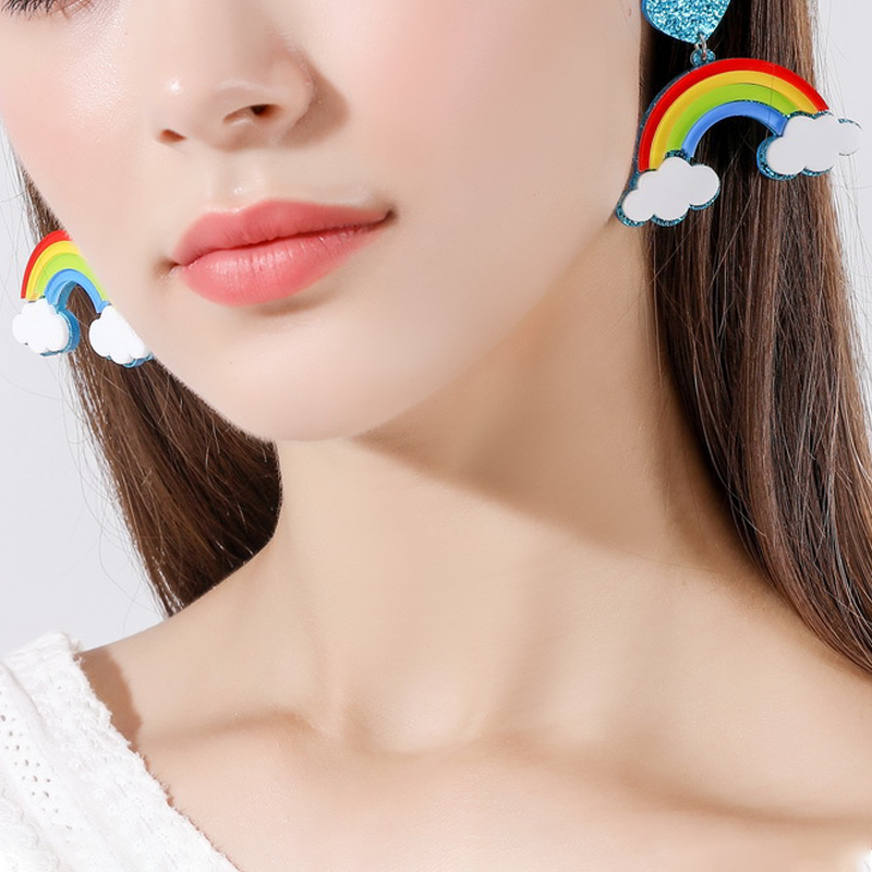 Rainbow Heart  Acrylic  Earrings