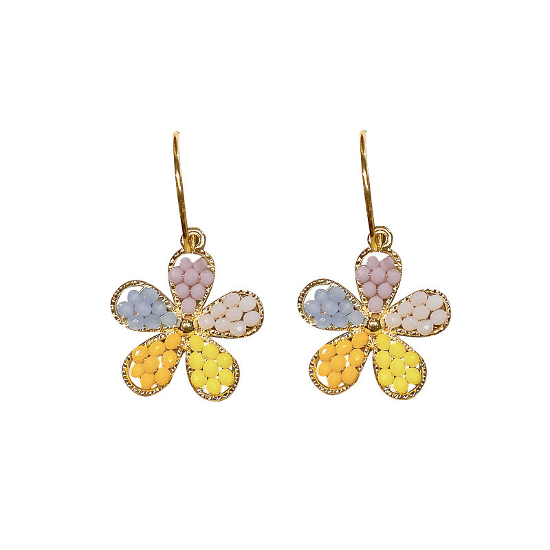 Colorful Bead Flower Earrings