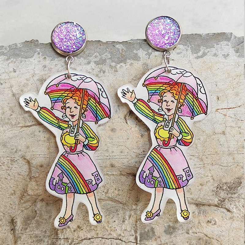Beauty With Umbrella  Acrylic  Earrings