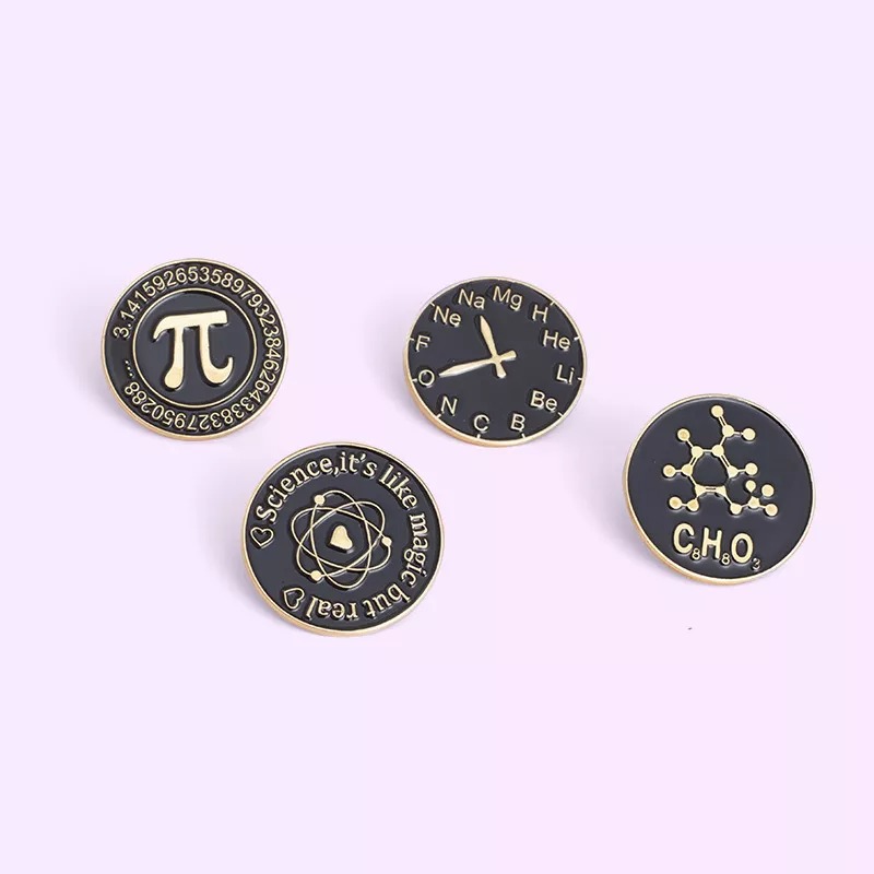 Schwarzes mathematisches chemisches Symbol Pin-Set