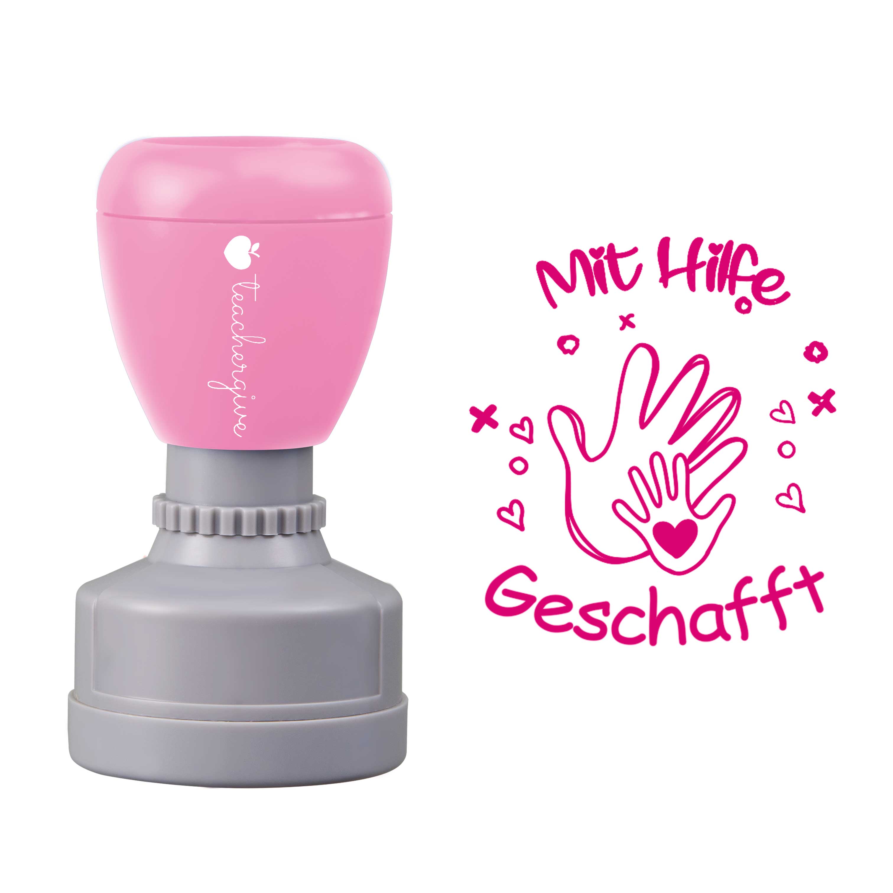Mit Hilfe Geschafft Lehrer Stempel