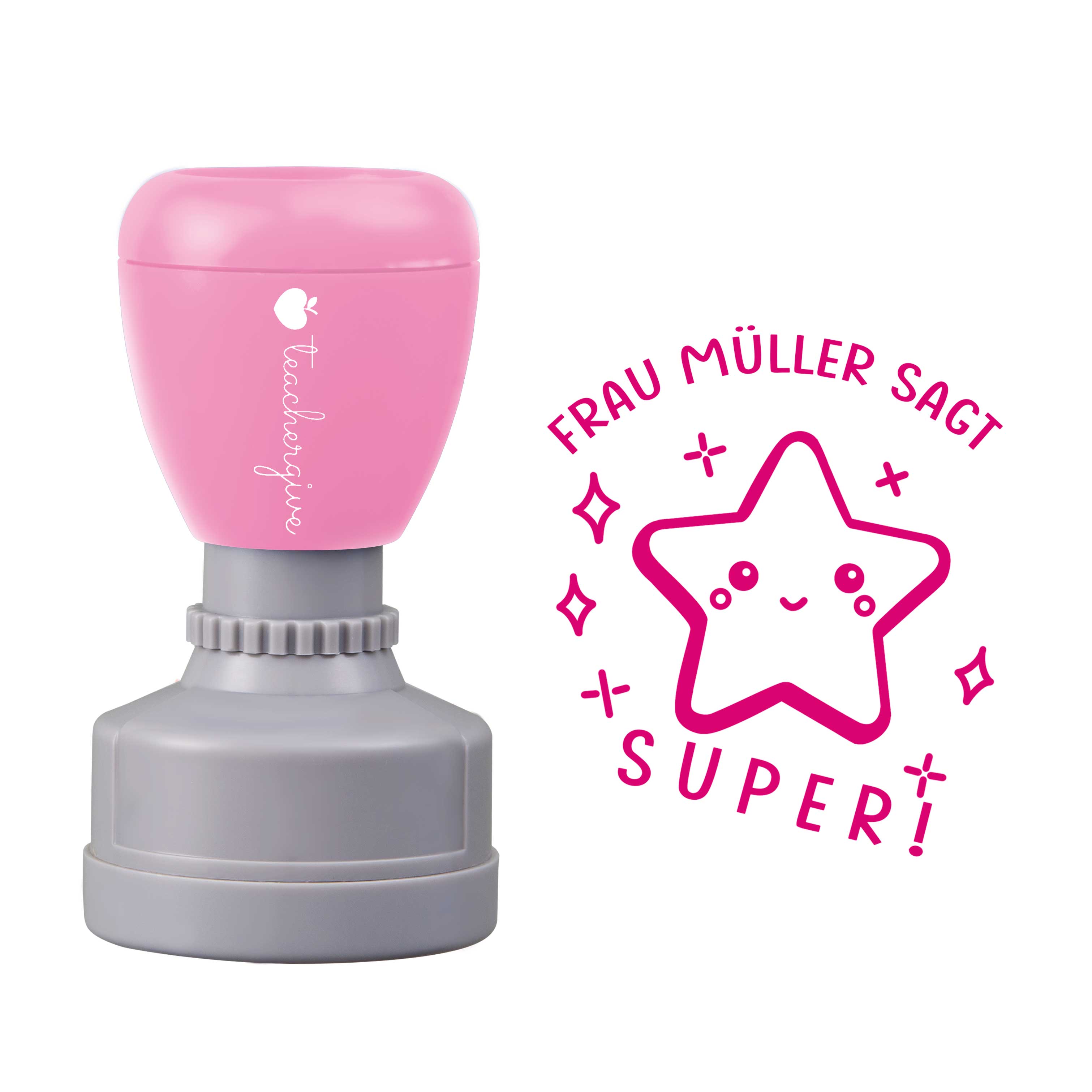 Personalisiert Name sagt SUPER Lehrer Stempel