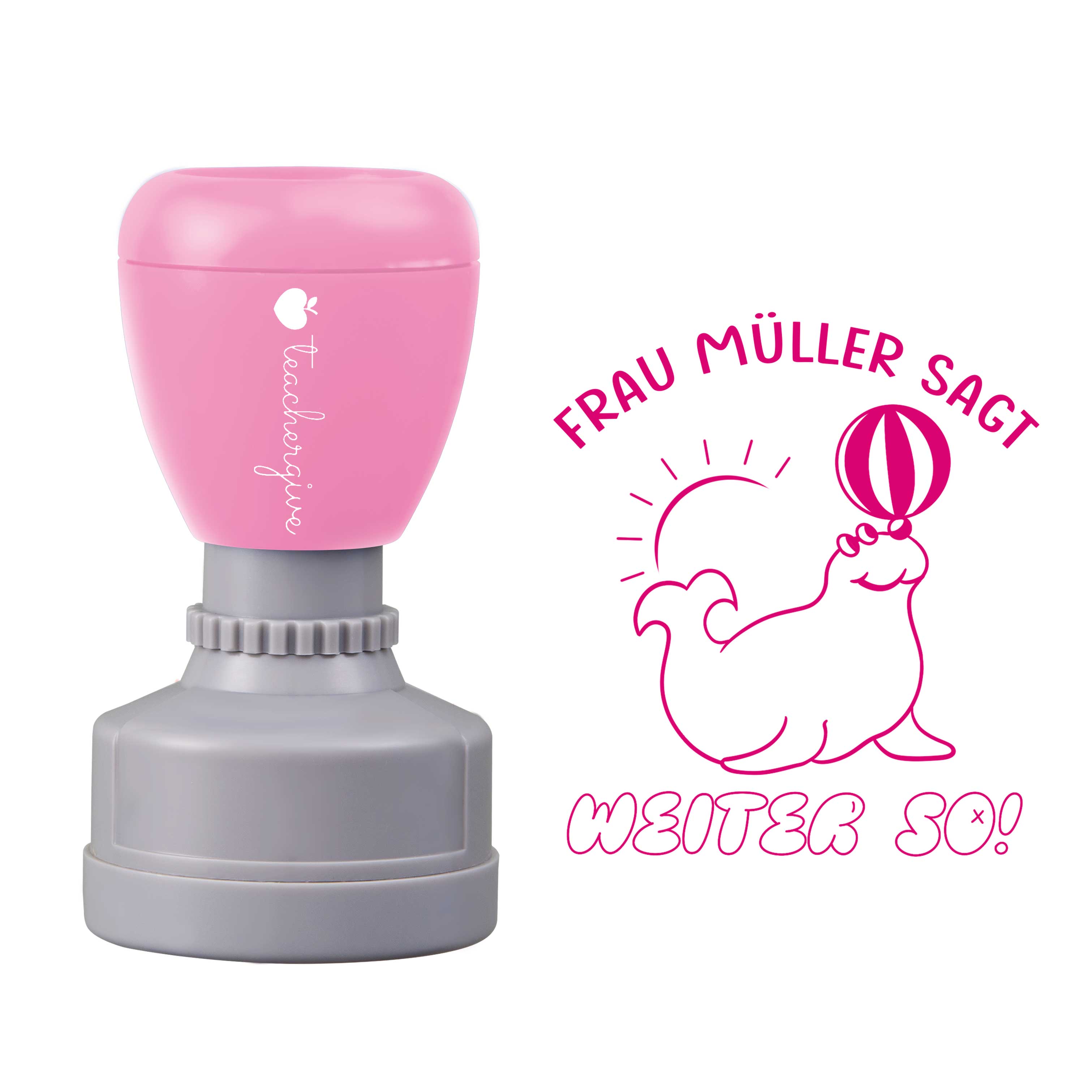 Personalisiert Name sagt weiter so Lehrer Stempel