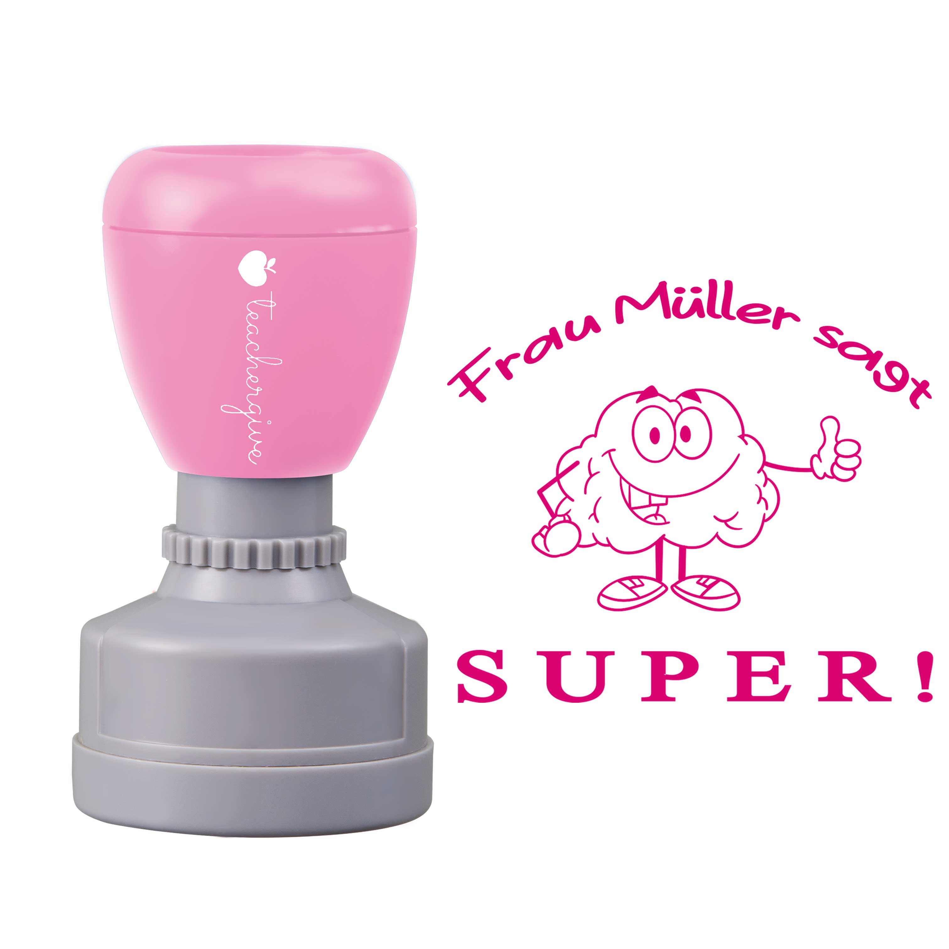 Personalisiert Name sagt super Lehrer Stempel