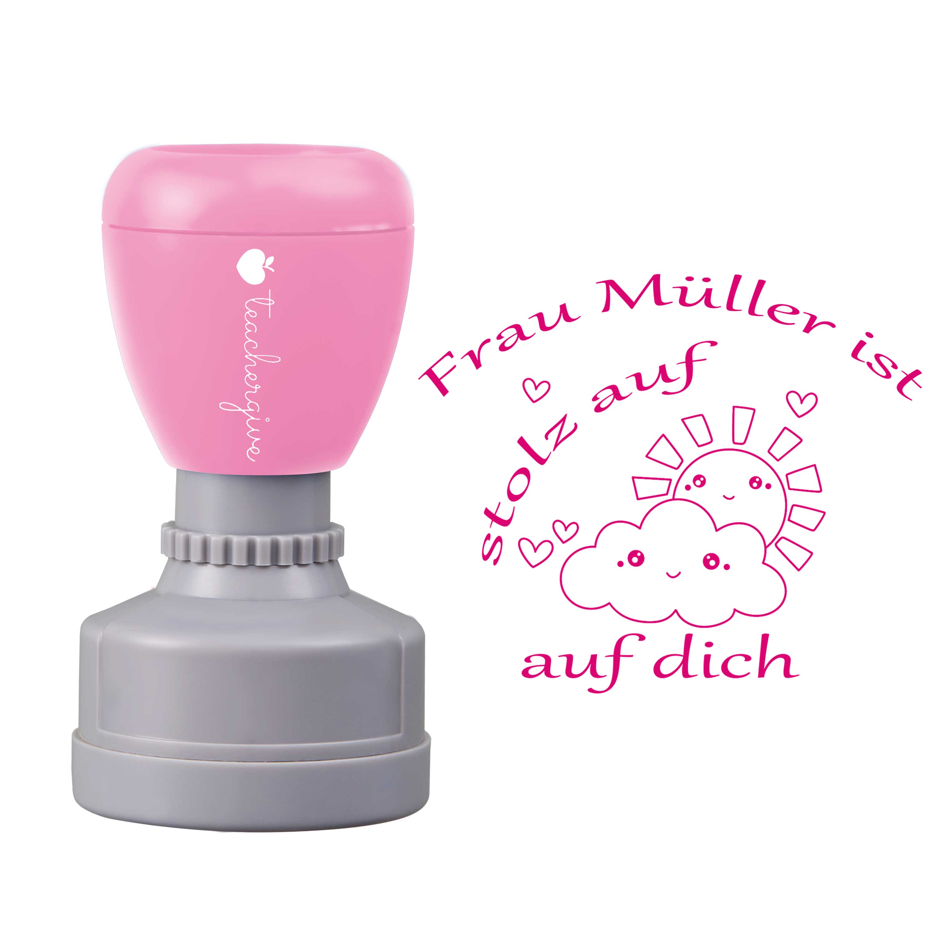 Personalisiert Name ist stolz auf dich Lehrer Stempel