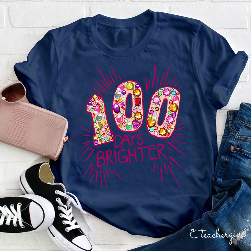 Fireworks For 100 Days Brighter Teacher T-Shirt