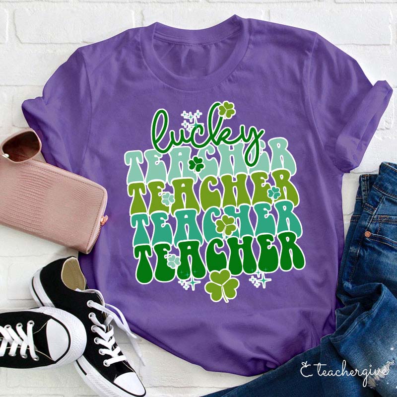 Sparkle Lucky Teacher Teacher Teacher Teacher T-Shirt