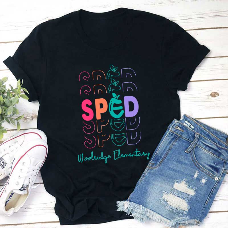 Personalisiertes Bunte Äpfel Lehrer T-Shirt