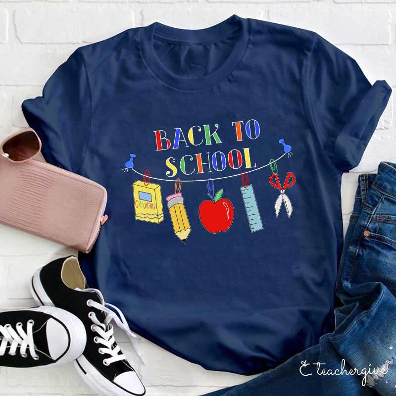 Back To School Crayons Pencil Apple T-Shirt