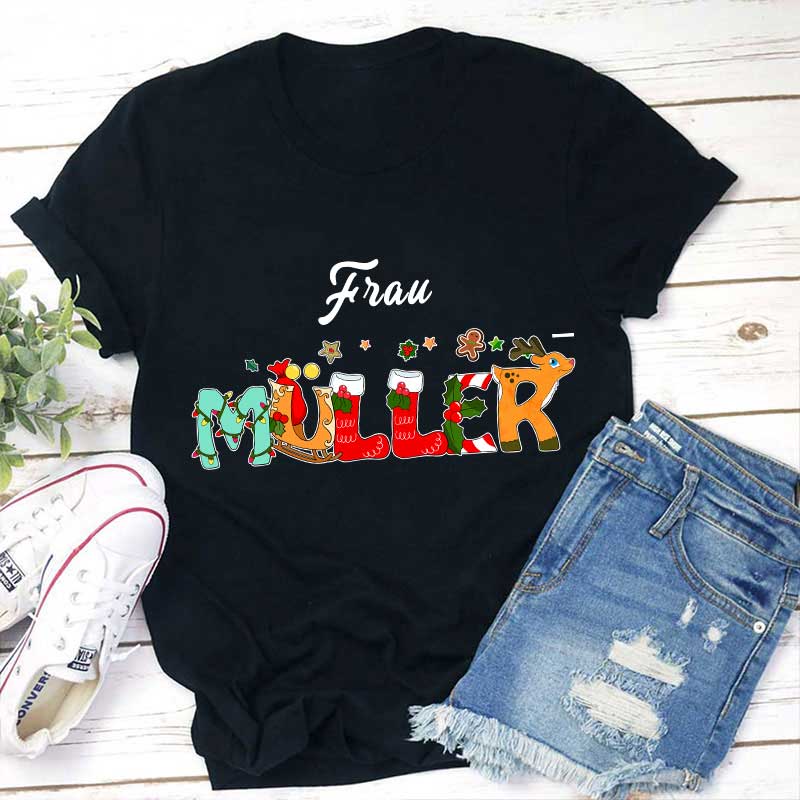 Weihnachten Personalisiertes Lehrer T-Shirt