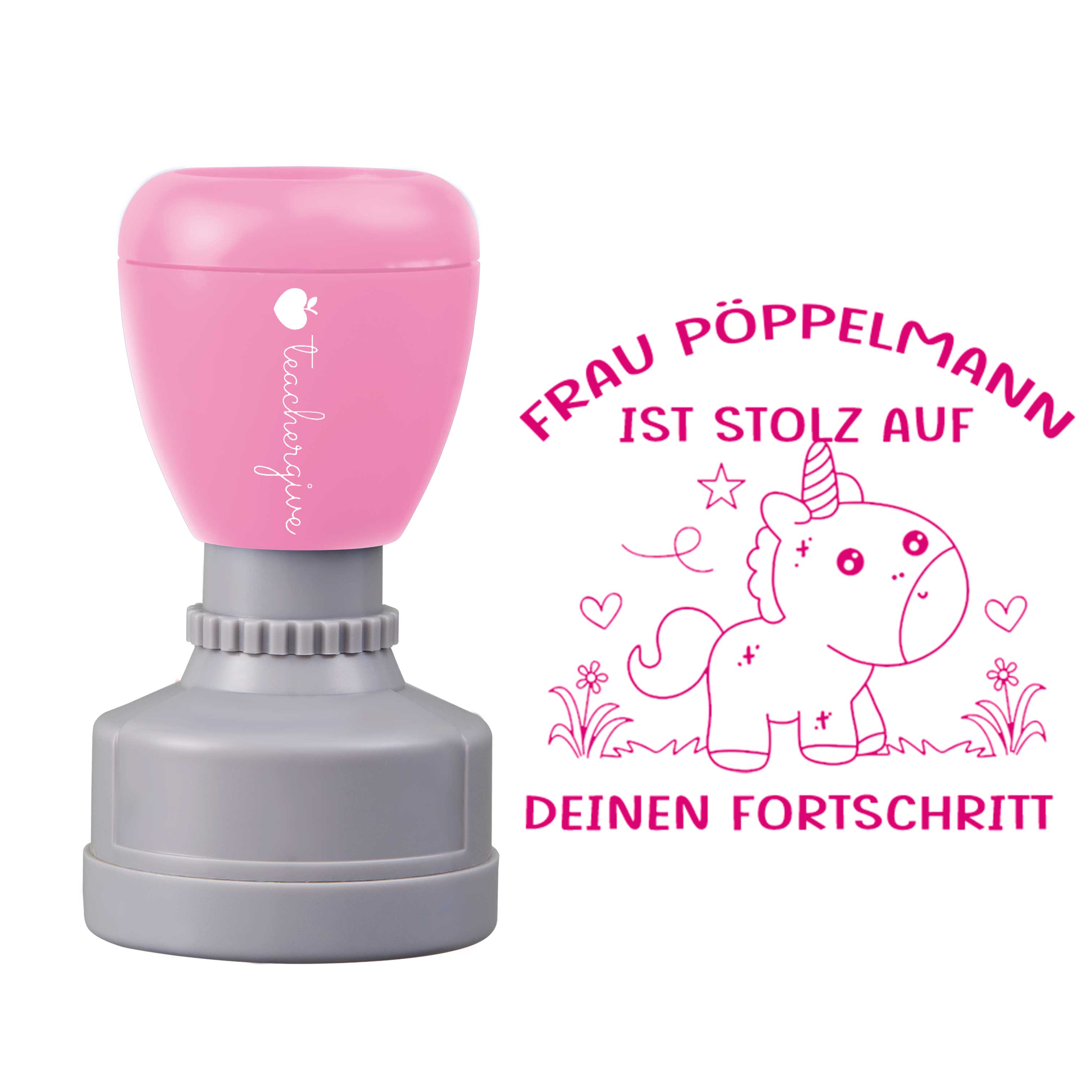 Personalisiert Name ist stolz auf deinen Fortschritt Lehrer Stempel