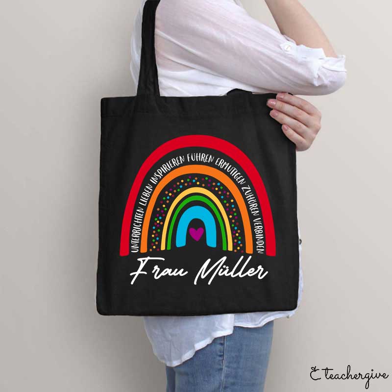 Personalisiert Name Rot Regenbogen Fähigkeit Lehrer Tragetasche