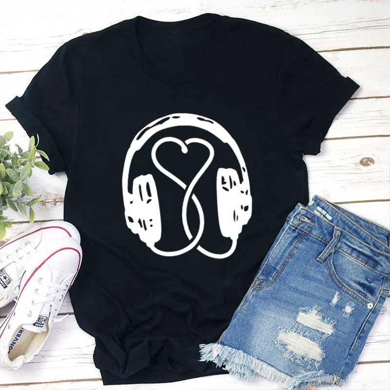 Herz Musik Kopfhörer Lehrer T-Shirt