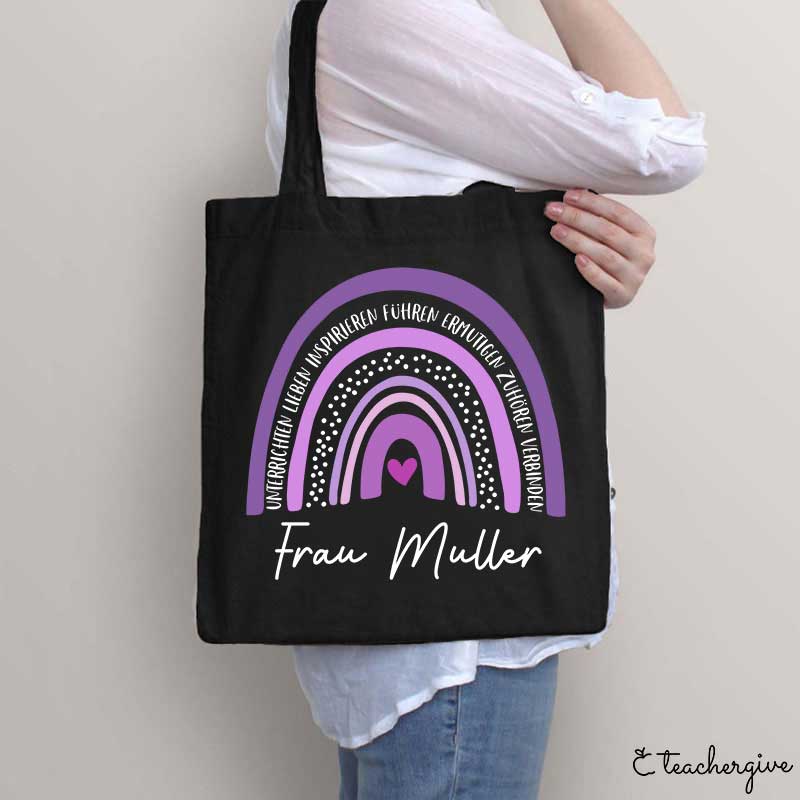 Personalisiert Name Lila Regenbogen Lehrer Tragetasche