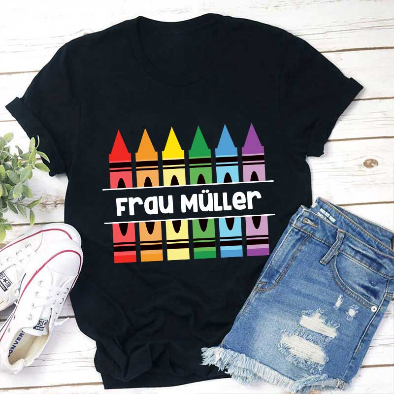 Personalisiertes Bleistift Lehrer Name T-Shirt