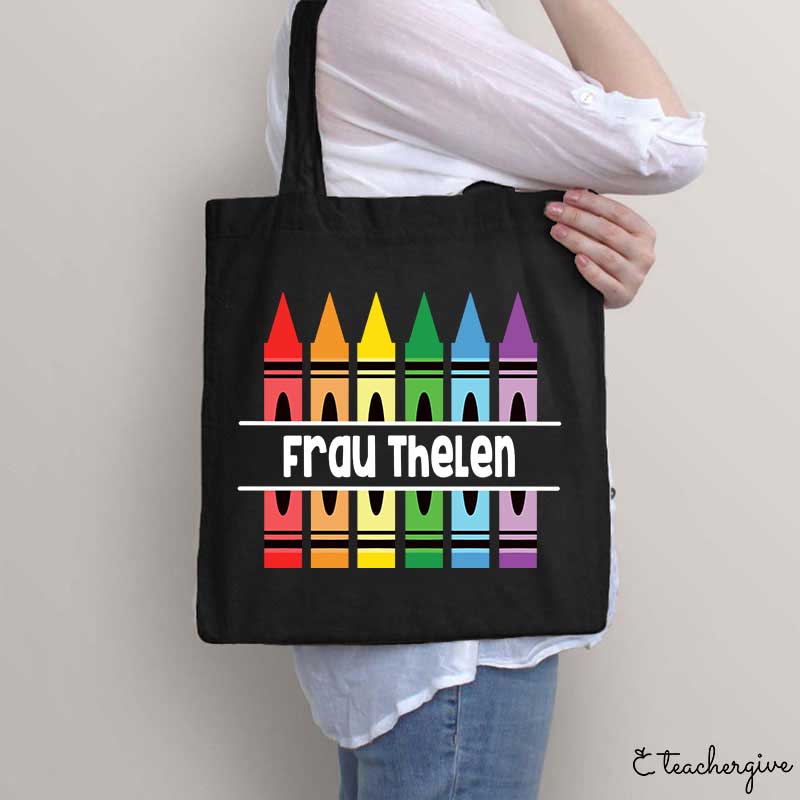 Personalisiert Name Bunt Bleistift Lehrer Tragetasche