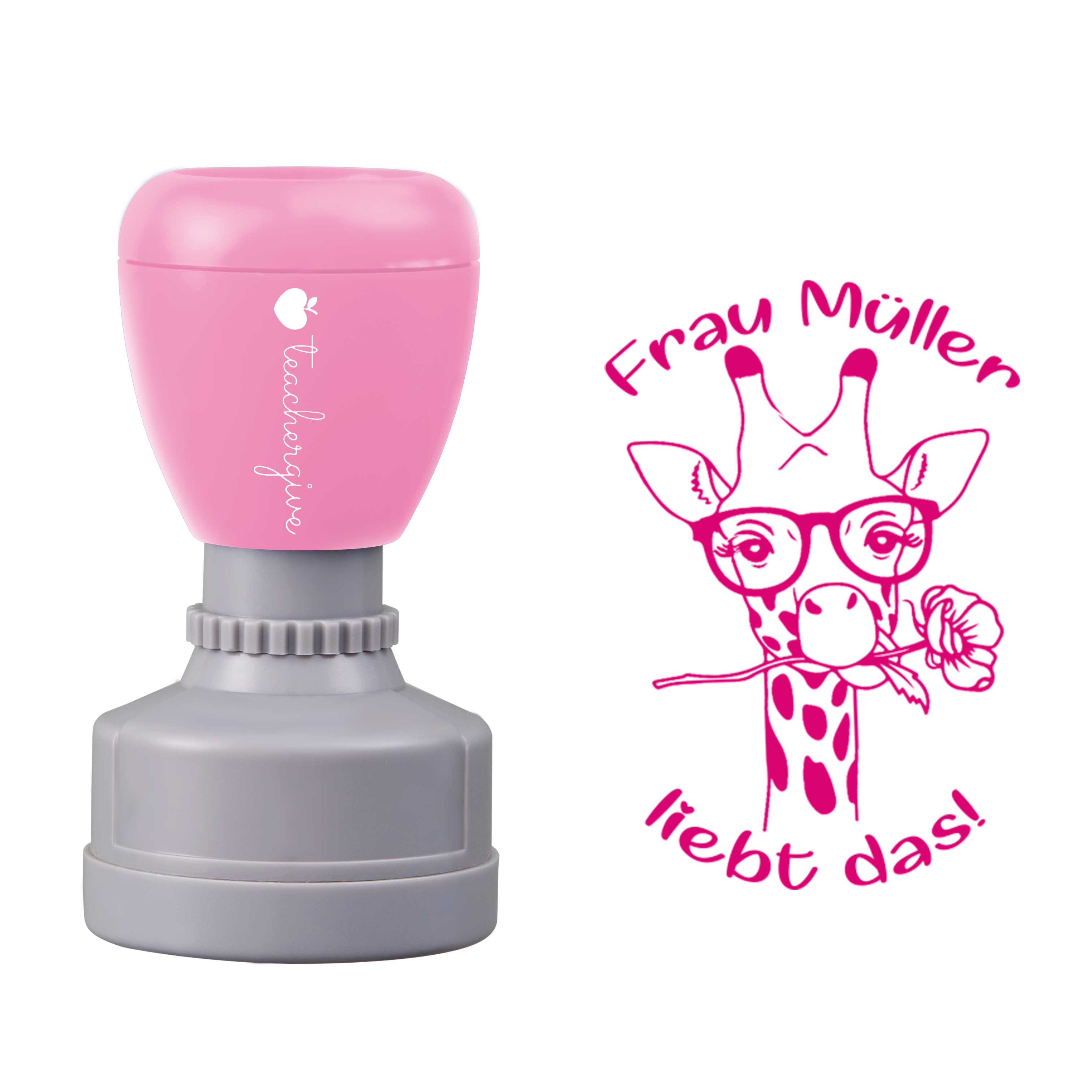 Personalisiert Name liebt das Lehrer Stempel