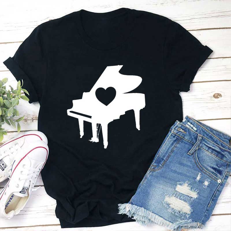 Herz Klavier Lehrer T-Shirt