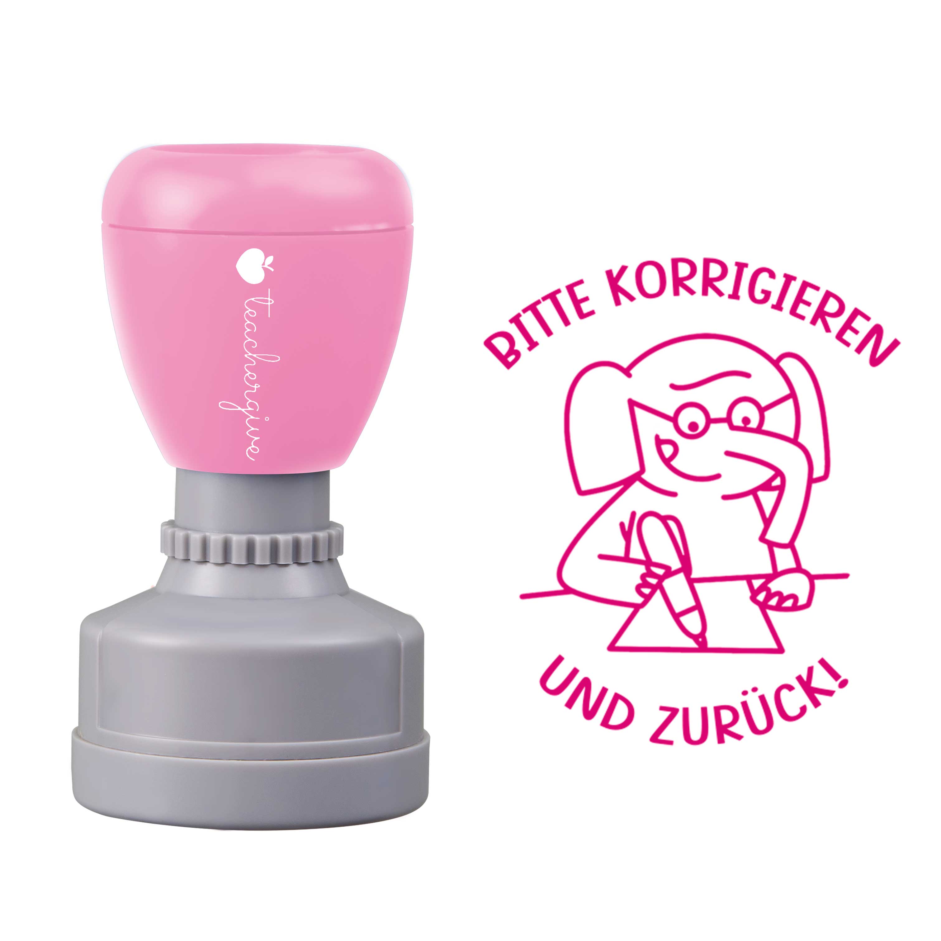 Bitte korrigieren und zurück Lehrer Stempel