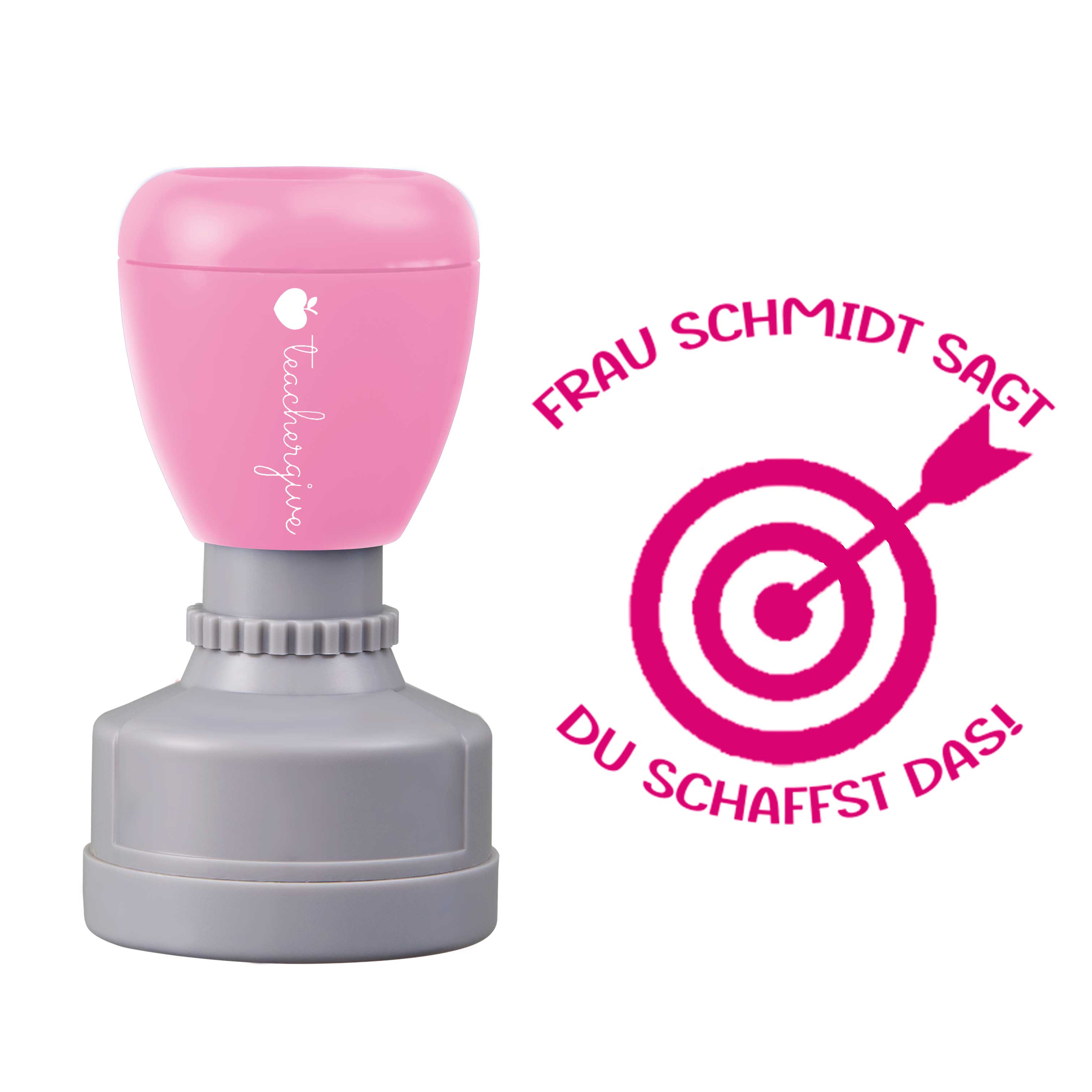 Personalisiert Name sagt du schaffst das Lehrer Stempel