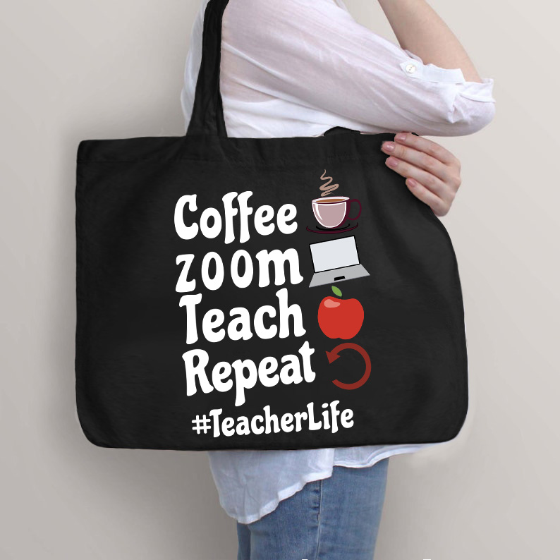 Kaffee Zoomen Unterrichten Wiederholen Lehrerleben Lehrer Tragetasche mit Reißverschluss